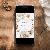 ラスティック オータム フローラル サークル フレーム ウェディング 招待状