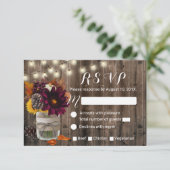 ラスティック オータム フローラル ジャー 秋の結婚式 出席返信 出欠カード (スタンド正面)