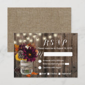 ラスティック オータム フローラル ジャー 秋の結婚式 RSVP (正面/裏面)