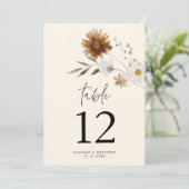 ラスティック オータム フローラル テーブル ナンバー カード (スタンド正面)