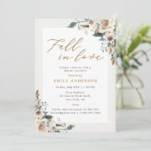 ラスティック オータム フローラル フォール イン ラブ ブライダル シャワー 招待状 (スタンド正面)