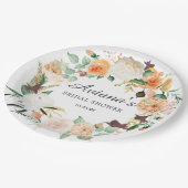 ラスティック オータム フローラル ブライダル シャワー ペーパープレート (アングル)