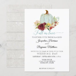 ラスティック オータム ラブ ブルー パンプキン バーガンディ フローラル 招待状