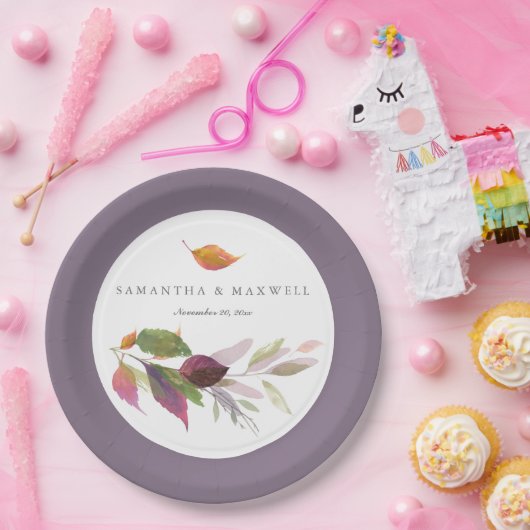 ラスティック オータム リーフ ウォーターカラー サンクスギビング ペーパープレート (パーティー)