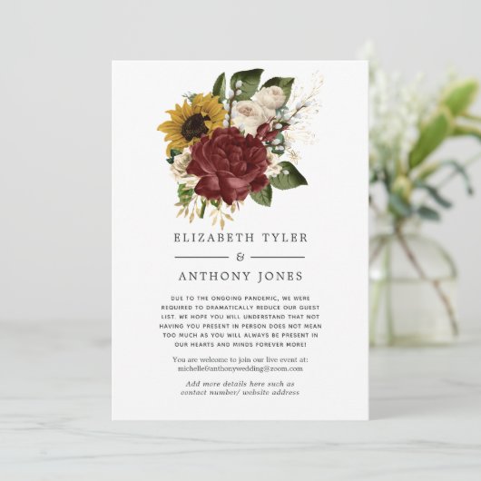 ラスティック オータム - 秋の花束 縮小された結婚式のゲスト 案内状 (スタンド正面)