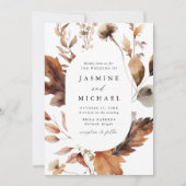 ラスティック オートム フローラル フレーム ウェディング 招待状 (正面)