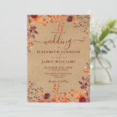 ラスティック オールインワン 秋の結婚式 フラワーデザイン 招待状 (スタンド正面)