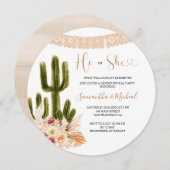 ラスティック カクタス フラワージェンダー リビール 招待状 (正面/裏面)