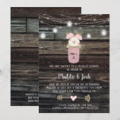 ラスティック カップル シャワー メイソンジャー ライト ボヘミア フラワーズ 招待状 (正面/裏面)