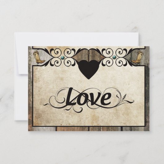 ラスティック カントリー ウエスタン ウェディング RSVP カード (裏面)