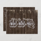 ラスティック カントリー ウエスタン ウッド ウェディング RSVP BBQ インビテーションポストカード (正面/裏面)