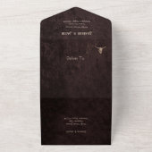 ラスティック カントリー ウエスタン ブル スカル テクスチャー ウェディング オールインワン招待状 (外側)