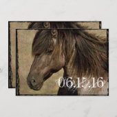 ラスティック カントリー ウエスタン 馬 ウェディング 招待状 (正面/裏面)