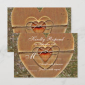 ラスティック カントリー ウッド ハート カモ ウェディング インビテーション (正面/裏面)