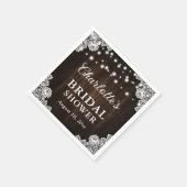 ラスティック カントリー ウッド フローラルレース ブライダルシャワー スタンダードカクテルナプキン (角)