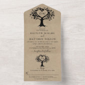 ラスティック カントリー クラフト モノグラム ハート ツリー ウェディング オールインワン招待状 (内側)