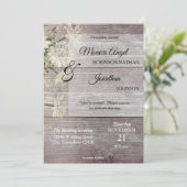 ラスティック カントリー グレー ウッド フラワー ウェディング 招待状 (スタンド正面)