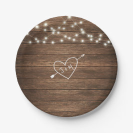 ラスティック カントリー ストリング ライト ウェディング ペーパー プレート