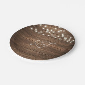 ラスティック カントリー ストリング ライト ウェディング ペーパー プレート (アングル)