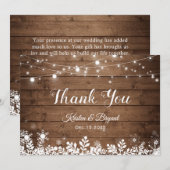 ラスティック カントリー ストリング ライト 冬の雪の結晶 サンキューカード (正面/裏面)