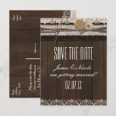 ラスティック カントリー バルーン &レース ウッド ウェディング ポストカード (正面/裏面)