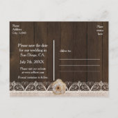 ラスティック カントリー バルーン &レース ウッド ウェディング ポストカード (裏面)