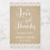 ラスティック クラフトとレースの結婚式 ワインボトル プチギフト ワインラベル (シングルラベル)