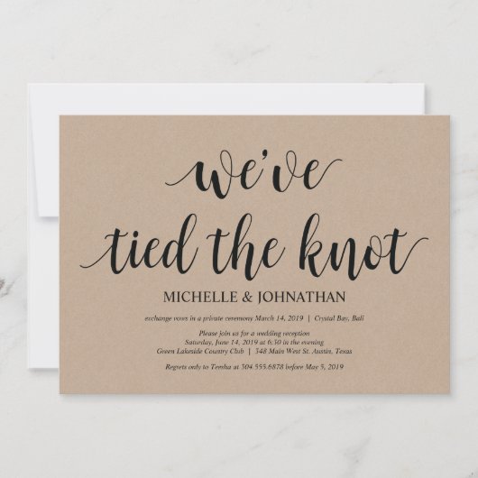 ラスティック クラフト ウェディング エロープメント レセプション 招待状 (正面)