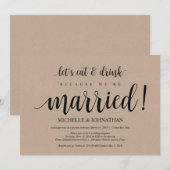 ラスティック クラフト ウェディング エロープメント レセプション 招待状 (正面/裏面)