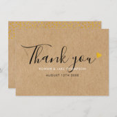 ラスティック クラフト ゴールド ハーツ エレガント スクリプト サンキューカード (正面/裏面)