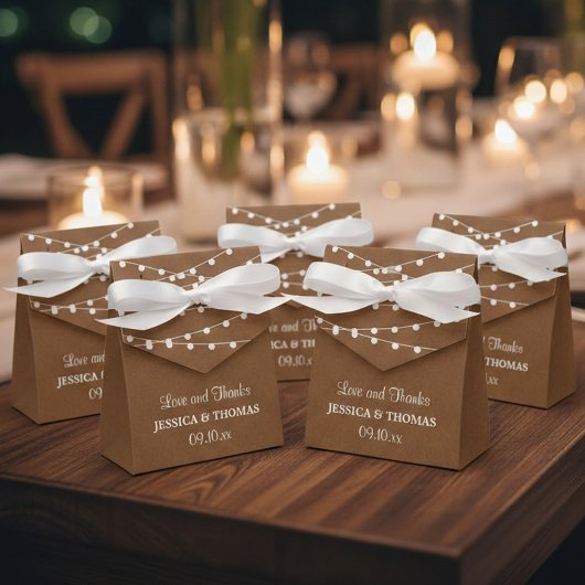 ラスティック クラフト ストリング ライト ウェディングコレクション フェイバーボックス