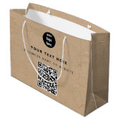 ラスティック クラフト ブラウン QR コード ビジネス ロゴ ラージペーパーバッグ (裏面アングル)