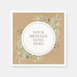 ラスティック クラフト ボーホー ユーカリ グリーンネリー ウェディング スタンダードカクテルナプキン