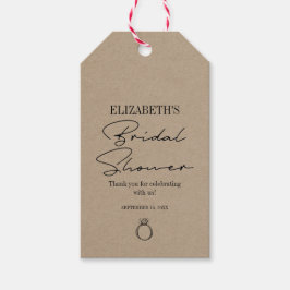 ラスティック クラフト モダン スクリプト ブライダル シャワー ギフトタグ