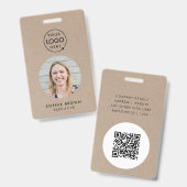 ラスティック クラフト 社員証 | ミニマル 社員 QR バッジ (正面＆裏面)
