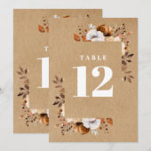 ラスティック クラフト 秋 カントリー フラワーテーブルナンバー 招待状 (正面/裏面)