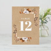 ラスティック クラフト 秋 カントリー フラワーテーブルナンバー 招待状 (スタンド正面)