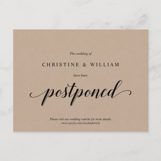 ラスティック クラフト 結婚式招待状延期のお知らせ ポストカード (正面)