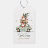 ラスティック クリスマス サンタ カー ウォーターカラー ギフトタグ (裏面)