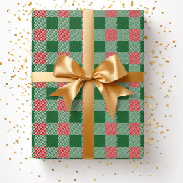 ラスティック クリスマス 緑のタータンチェック柄  ラッピングペーパー