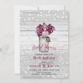 ラスティック グラムール ウッド & バーガンディ メイソンジャー フラワーズ 招待状 (正面)