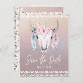 ラスティック グラム ボヘミアンフラワーカウスカル セーブザデート 案内ポストカード (正面/裏面)