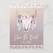 ラスティック グラム ボヘミアンフラワーカウ スカル セーブ・ザ・デート 案内ポストカード (正面)