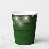 ラスティック グリーン ウッド ストリング ライト フラワー ウェディング 紙コップ (裏面)