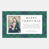 ラスティック グリーン プリント クリスマス 長方形シール (正面)