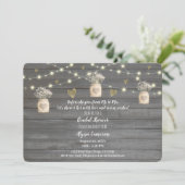 ラスティック グレー ウッド ライト & メイソンジャー ブライダルシャワー 招待状 (スタンド正面)
