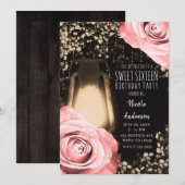 ラスティック グロー ランタン ブラッシュ ピーチ ローズ スイート 16 招待状 (正面/裏面)