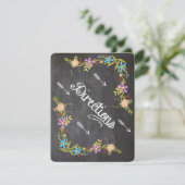 ラスティック コーラル アクア ガーランド ブラックボード ウェディング 招待状 (スタンド正面)