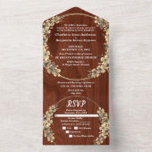 ラスティック ゴールド フローラル ウェディング オールインワン招待状 (内側)