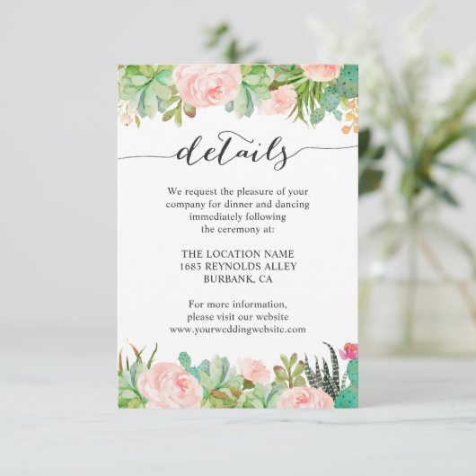 ラスティック サキュレント カクスタス ウェディング レセプションの詳細 招待状 (スタンド正面)